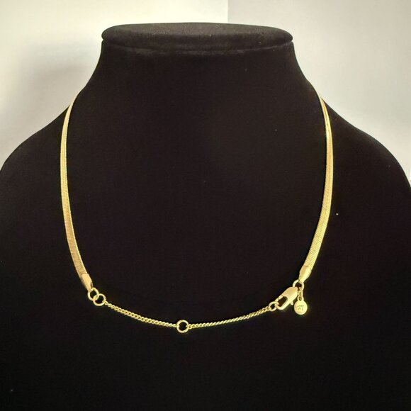 Madewell Gold-Plated Brass Herringbone Necklace 15 1/2"-20" Adjustable Chain - Picture 2 of 9